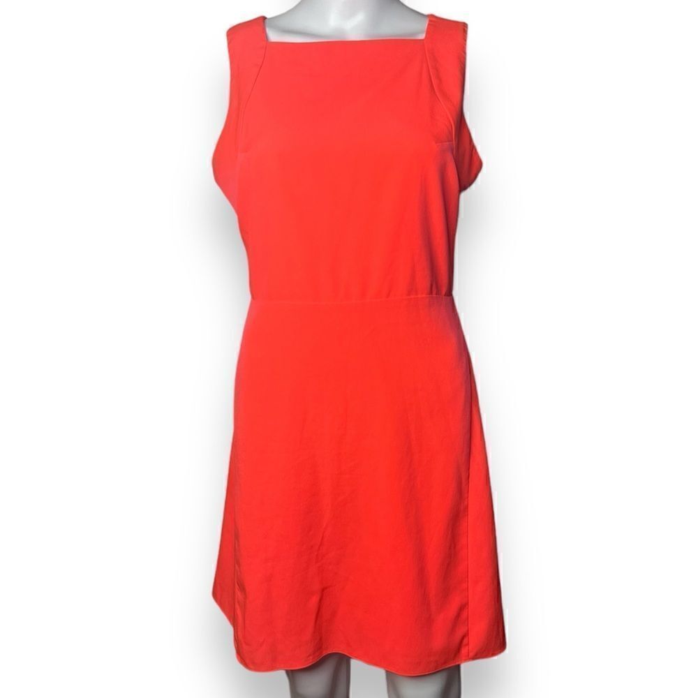 1. State Square Neck Knee Length Shift Dress Bright Pink / Orange Size 8